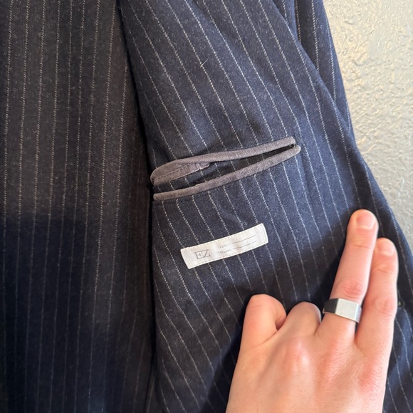 Ermenegildo Zegna Wool Navy Pinstripe Blazer Unlined Size 38 - Picture 7 of 8